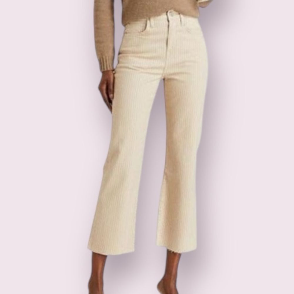 Frame Le Jane Crop Tan & White Stripe Denim Jeans Size 27